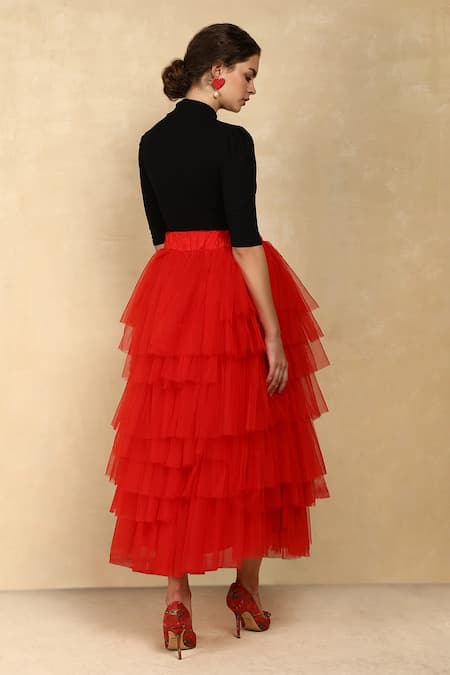 Dania Siddiqui Tiered Ruffle Skirt 