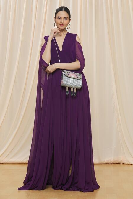 Buy_Durvi_Black Sequins, Embroidery, Beads Waterfall Clutch With Sling_Online_at_Aza_Fashions