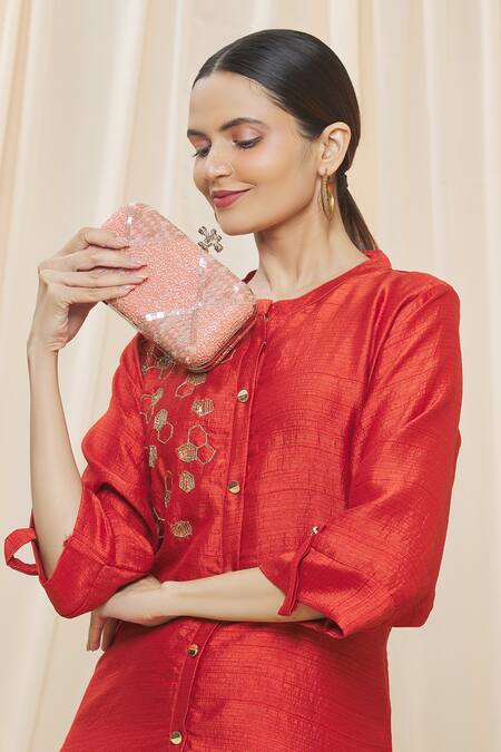 Buy Durvi Multi Color Embroidery Beads And Sequin Embellished Clutch With Sling Online at Aza Fashions Buy_Durvi_Multi Color Embroidery Beads And Sequin Embellished Clutch With Sling_Online_at_Aza_Fashions