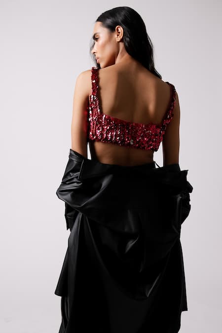 Shop 431-88 By Shweta Kapur Fuchsia Silk Sequins Square Neck Rosa Embroidered Blouse Online at Aza Fashions Shop_431-88 By Shweta Kapur_Fuchsia Silk Sequins Square Neck Rosa Embroidered Blouse_Online_at_Aza_Fashions