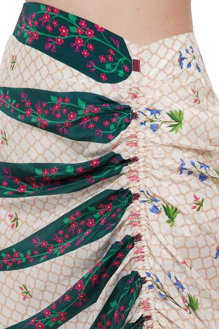 Shop_Limerick By Abirr N' Nanki_Off White Crepe Miniature Paintings India Denver Printed Skirt _Online_at_Aza_Fashions
