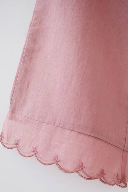 Buy Banera Pink Cotton Embroidery V-neck Clara Floral Block Print Tunic And Pant Set Buy_Banera_Pink Cotton Embroidery V-neck Clara Floral Block Print Tunic And Pant Set