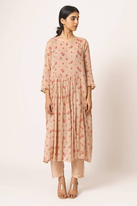 Shop Dot Pink Cotton Round Printed Kurta Set at Aza Fashions Shop_Dot_Pink Cotton Round Printed Kurta Set _at_Aza_Fashions