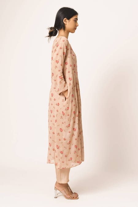 Dot Pink Cotton Round Printed Kurta Set Online at Aza Fashions Dot_Pink Cotton Round Printed Kurta Set _Online_at_Aza_Fashions