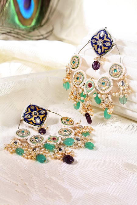 Buy Kundan Earrings Chandbali Earrings Bridal Jewelry Designer Earring  Bollywood Fashion Earrings Gold Plated Designer Jewelry USA Online in India  - Etsy