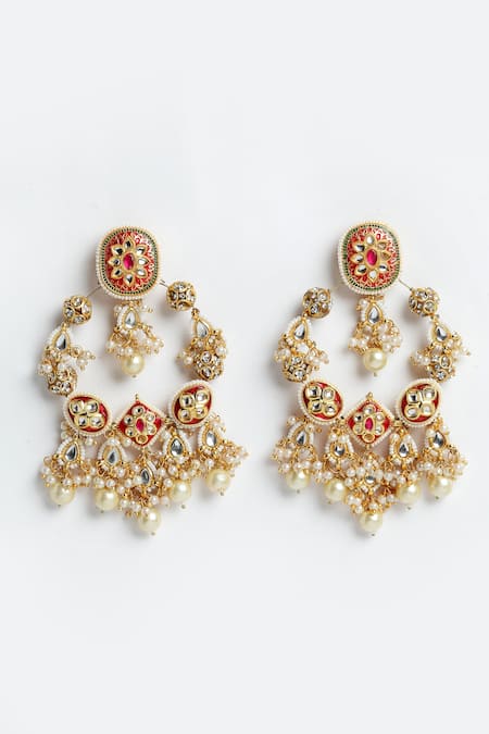 Dugran By Dugristyle Gold Plated Kundan Chandbali Earrings