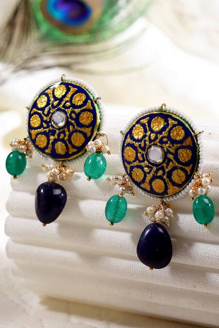 Brushed Gold Round Shape Post Earring - Evelie Blu Boutique