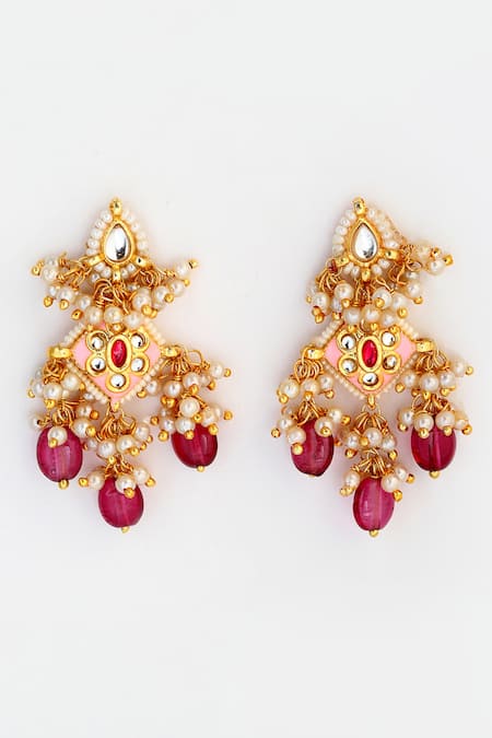 Dugran By Dugristyle Gold Plated Kundan Dangler Earrings 