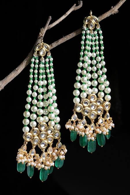 Dugran By Dugristyle_Gold Plated Pearls Dangler Earrings _Online_at_Aza_Fashions