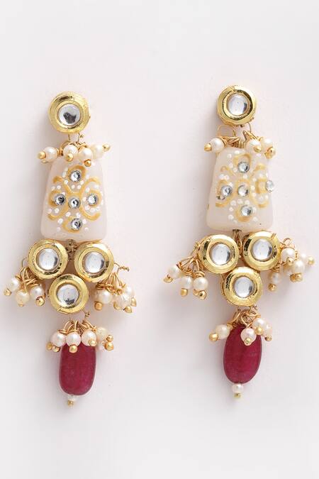 KUNDAN MIRROR STONES EARRINGS | Bridal jewelry, Online earrings, Stylish  earring