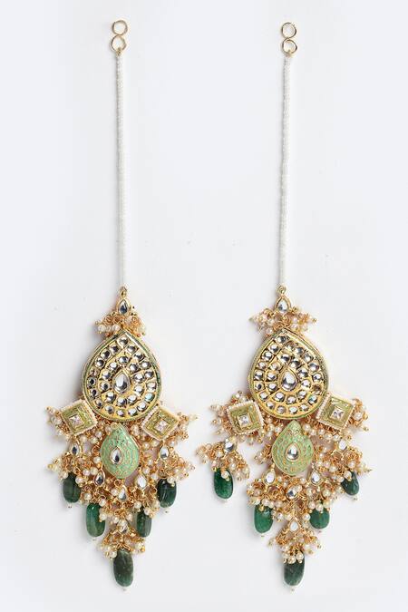 Buy Bottle green diva earrings online from Ae Ri Sakhi