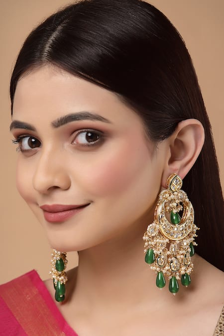 Dugran By Dugristyle Kundan & Bead Drop Earrings 