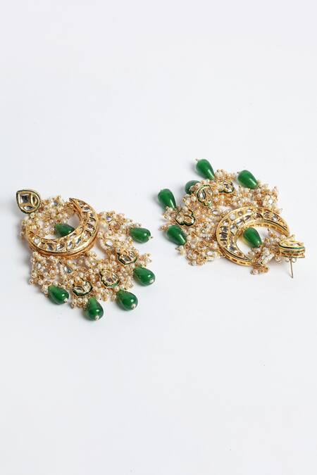 Buy Dugran By Dugristyle Gold Plated Pearls, Fabric Flowers Kundan And Bead Drop Earrings Online at Aza Fashions Buy_Dugran By Dugristyle_Gold Plated Pearls, Fabric Flowers Kundan And Bead Drop Earrings _Online_at_Aza_Fashions