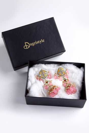 Dugran By Dugristyle_Gold Plated Meenakari Jhumkas _Online_at_Aza_Fashions