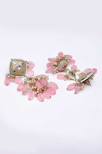 Buy_Dugran By Dugristyle_Gold Plated Meenakari Jhumkas _Online_at_Aza_Fashions