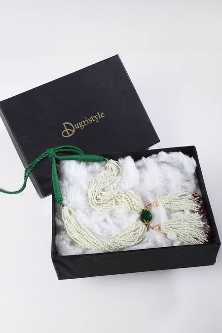 Dugran By Dugristyle_Green Pearl Embellished Necklace _Online_at_Aza_Fashions