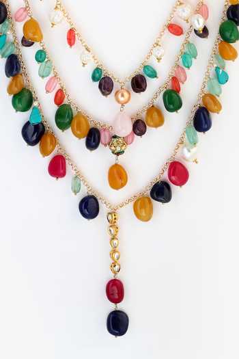 Buy_Dugran By Dugristyle_Gold Plated Layered Necklace _Online_at_Aza_Fashions