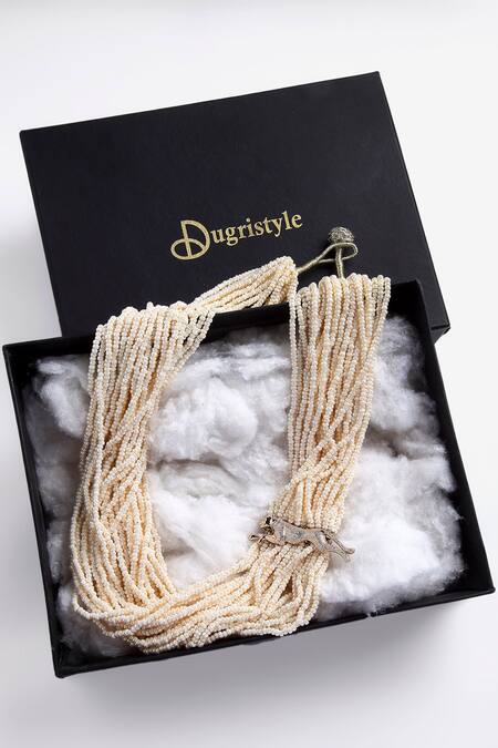 Dugran By Dugristyle White Pearl Layered Necklace Online at Aza Fashions Dugran By Dugristyle_White Pearl Layered Necklace _Online_at_Aza_Fashions