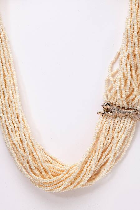 Buy Dugran By Dugristyle White Pearl Layered Necklace Online at Aza Fashions Buy_Dugran By Dugristyle_White Pearl Layered Necklace _Online_at_Aza_Fashions