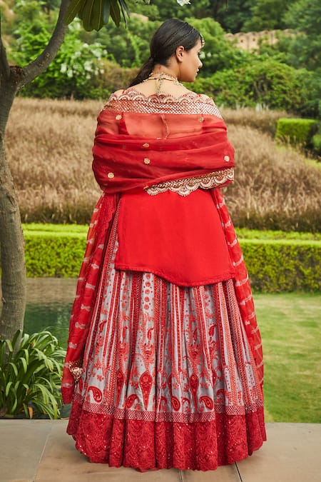 Jade By Monica & Karishma Embroidered Kurta Lehenga Set 