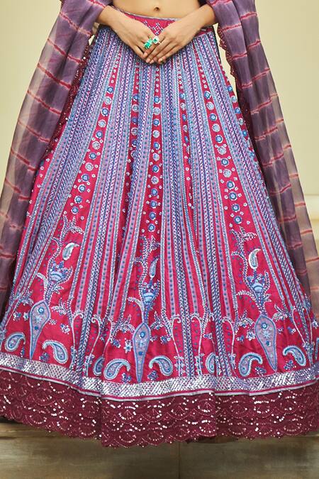 Buy Jade By Monica & Karishma Red Blouse And Lehenga Raw Silk V Neck Embroidered Bridal Set Online at Aza Fashions Buy_Jade By Monica & Karishma_Red Blouse And Lehenga Raw Silk V Neck Embroidered Bridal Set _Online_at_Aza_Fashions