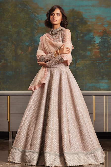 Pink And Silver Floral Embroidered Bridal Lehenga | Wedding lehnga, Bridal  lehenga, Indian designer wear
