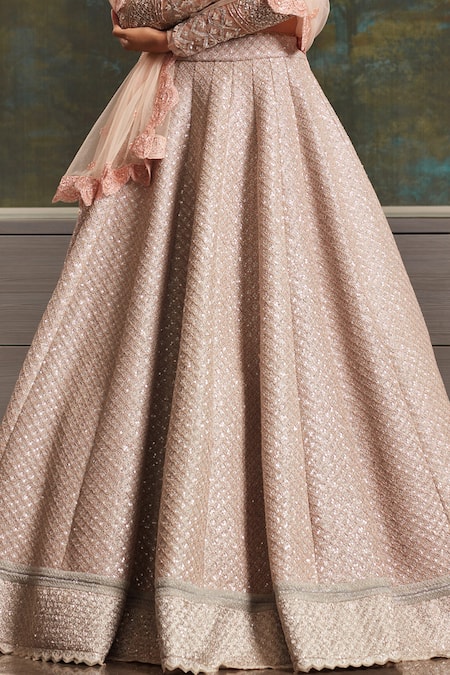 Buy_Jade By Monica & Karishma_Pink Dupatta Organza Round Embroidered Bridal Lehenga Set _Online_at_Aza_Fashions