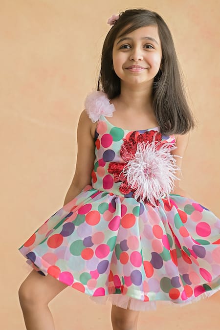 Shop PA:Paa Multi Color Tulle And Organza Print & Embroidery Polka Dot & Sequin Dress Online at Aza Fashions Shop_PA:Paa_Multi Color Tulle And Organza Print & Embroidery Polka Dot & Sequin Dress_Online_at_Aza_Fashions