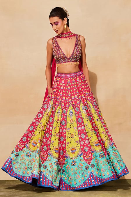 Heritage Fuchsia Pink Hand Embellished Lehenga Set – stotram