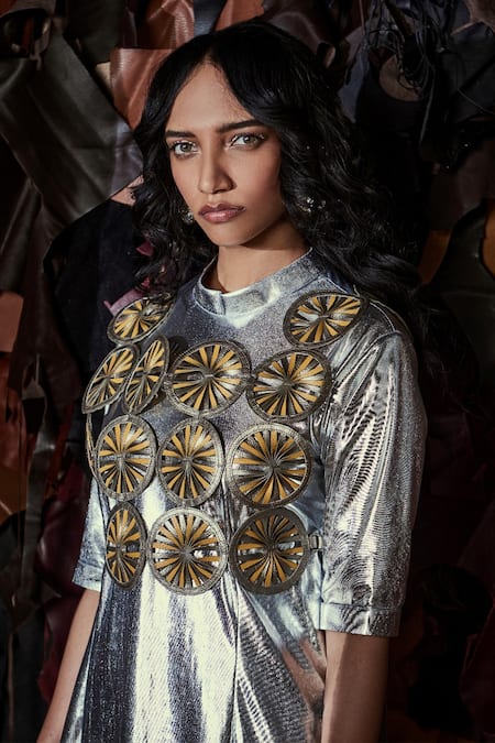 Devina Juneja Harlem Metallic Midi Dress 