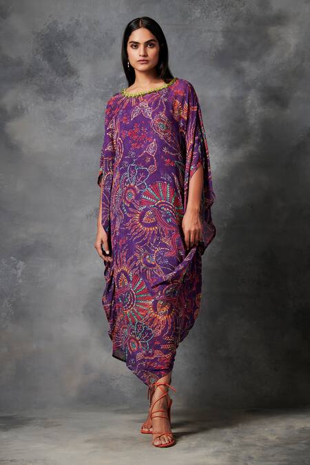 Buy Saundh Purple Viscose Georgette, Inner Muslin Silk Fringe Lace And Darkha Print Kaftan Online at Aza Fashions Buy_Saundh_Purple Viscose Georgette, Inner Muslin Silk Fringe Lace And Darkha Print Kaftan _Online_at_Aza_Fashions