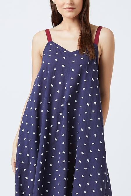 Doodlage Blue Upcycled Cotton Slip Dress at Aza Fashions Doodlage_Blue Upcycled Cotton Slip Dress_at_Aza_Fashions