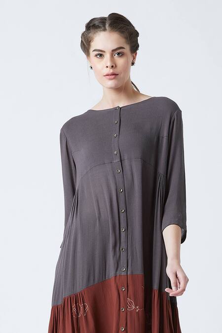 Buy Doodlage Grey Seville Crepe Dress Buy_Doodlage_Grey Seville Crepe Dress