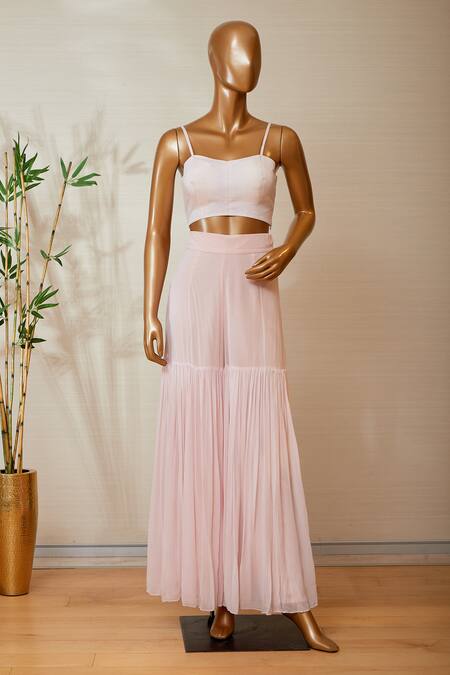 Dinesh Malkani_Pink Boat Embroidered Kurta And Sharara Set  _Online_at_Aza_Fashions