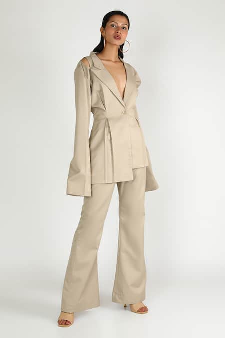 Kiasebu Womens 2 Piece Outfits Office Slim Fit Blazer Suits Spring Fall  Lapel Neck Blazer Pants Sets Lady Business Suit Set