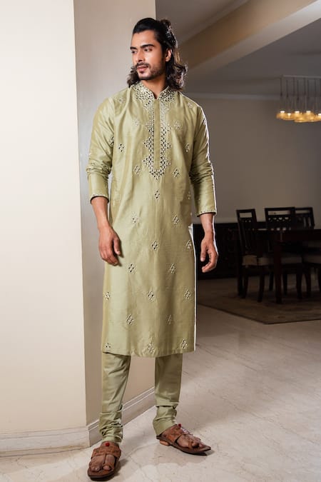 Darshika Menswear Mirror Work Kurta & Pant Set 