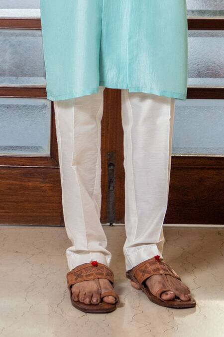 Buy_Darshika Menswear_Blue Silk Blend Sequin Work Hand Embroidered Bundi And Kurta Set_Online_at_Aza_Fashions