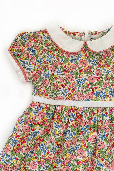 Buy_Taramira_Multi Color Cotton Blend Floral Print Dress_Online_at_Aza_Fashions