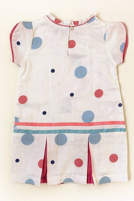 Shop_Taramira_White Cotton Printed Bubble Drop Pop Dress_at_Aza_Fashions
