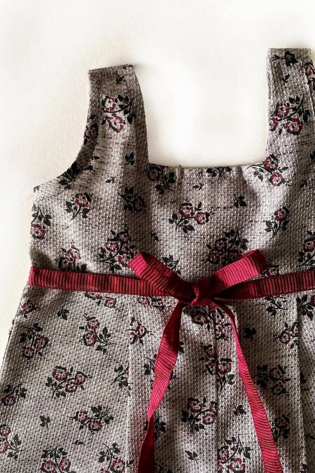 Buy_Taramira_Grey Cotton Woven Floral Jumpsuit_Online_at_Aza_Fashions