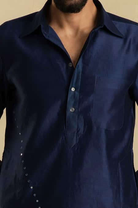 Shop Charkhee Blue Chanderi Pathani Set Online at Aza Fashions Shop_Charkhee_Blue Chanderi Pathani Set _Online_at_Aza_Fashions