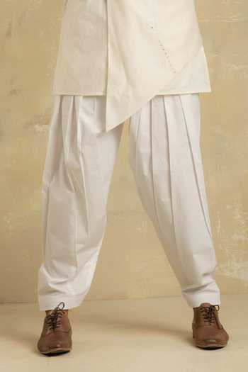 Charkhee_White Chanderi Kurta Set _at_Aza_Fashions