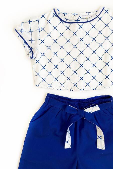Buy_Taramira_White Cotton Printed Top And Pant Set_Online_at_Aza_Fashions