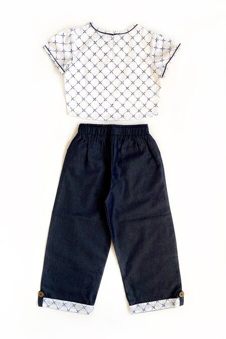 Shop_Taramira_Black Cotton Printed Top And Pant Set_at_Aza_Fashions