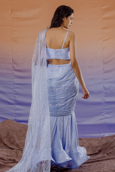 Payal & Zinal Satin Pre-Draped Saree Set 