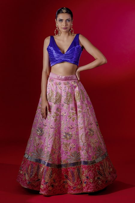 Payal & Zinal Satin Embroidered Lehenga Set 