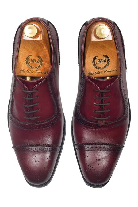 Domani Maroon Handcrafted Leather Brogue Shoes Online at Aza Fashions Domani_Maroon Handcrafted Leather Brogue Shoes _Online_at_Aza_Fashions