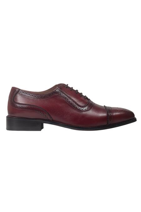 Buy Domani Maroon Handcrafted Leather Brogue Shoes Online at Aza Fashions Buy_Domani_Maroon Handcrafted Leather Brogue Shoes _Online_at_Aza_Fashions