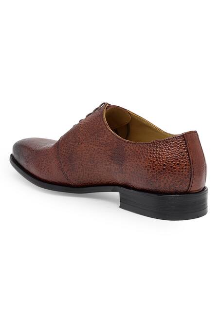 Shop_Domani_Brown Plain Textured Monksford Shoes _Online_at_Aza_Fashions