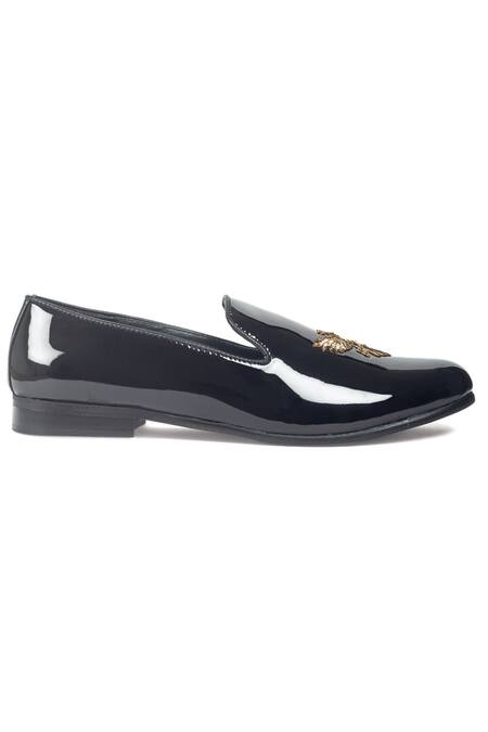 Domani_Black Embroidered Zardozi Loafers _Online_at_Aza_Fashions